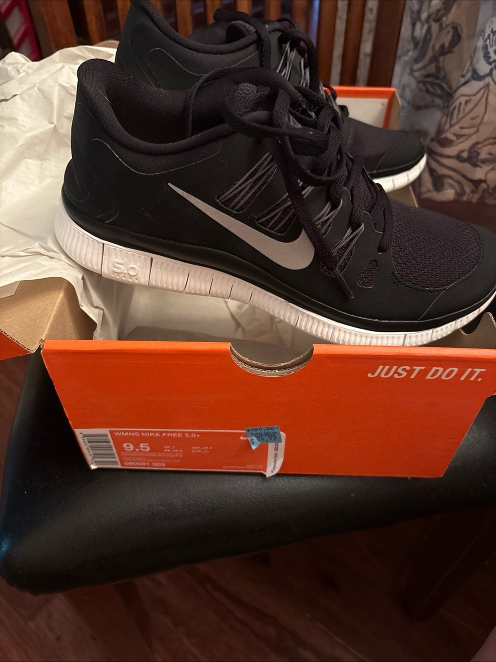 Nike Free 5.0+ Women’s Black Shoes - Size 9.5